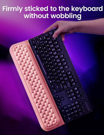 Wrist Rest with Stickers, Full 100% Mechanical Keyboard Rest Support Pad, Desk Ergonomic Cushion for Computer Typing Office Work Home Gaming, Soft Memory Foam Arm Palm Hand Pain Relief-Pink