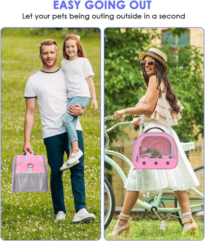 Guinea Pig Carrier Bag, Portable Small Animal Carrier Pouch for Hamster Chinchilla Bunny Hedgehog Lizard Bearded Dragon Bird Outgoing Reptile Travel Carrying Case - Pink