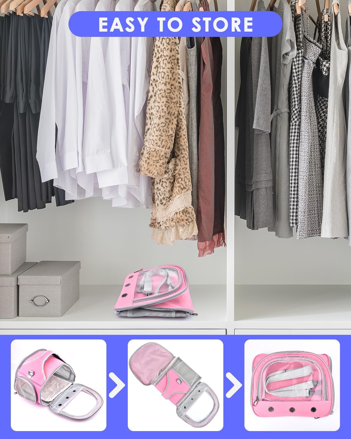 Guinea Pig Carrier Bag, Portable Small Animal Carrier Pouch for Hamster Chinchilla Bunny Hedgehog Lizard Bearded Dragon Bird Outgoing Reptile Travel Carrying Case - Pink