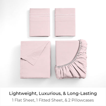 Iconic 4-Piece, Ultra Soft Sheet Set (Full, Blush Pink)