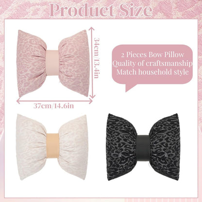 2Pcs Leopard Print Bow Pillows Elegant Coquette Throw Pillow Cheetah Bowknot Home Decor Stuffed Bow Lumbar Pillow for Bed Couch Living Room Decor