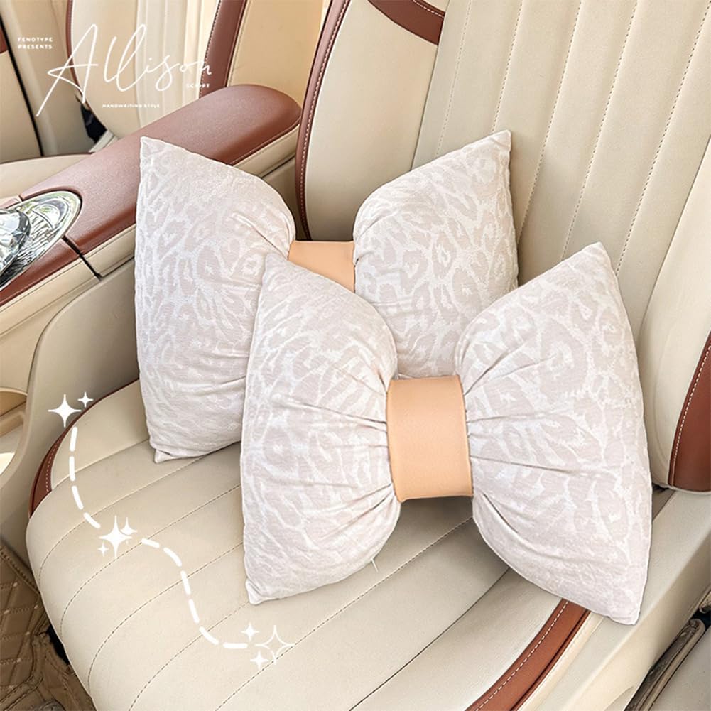 2Pcs Leopard Print Bow Pillows Elegant Coquette Throw Pillow Cheetah Bowknot Home Decor Stuffed Bow Lumbar Pillow for Bed Couch Living Room Decor