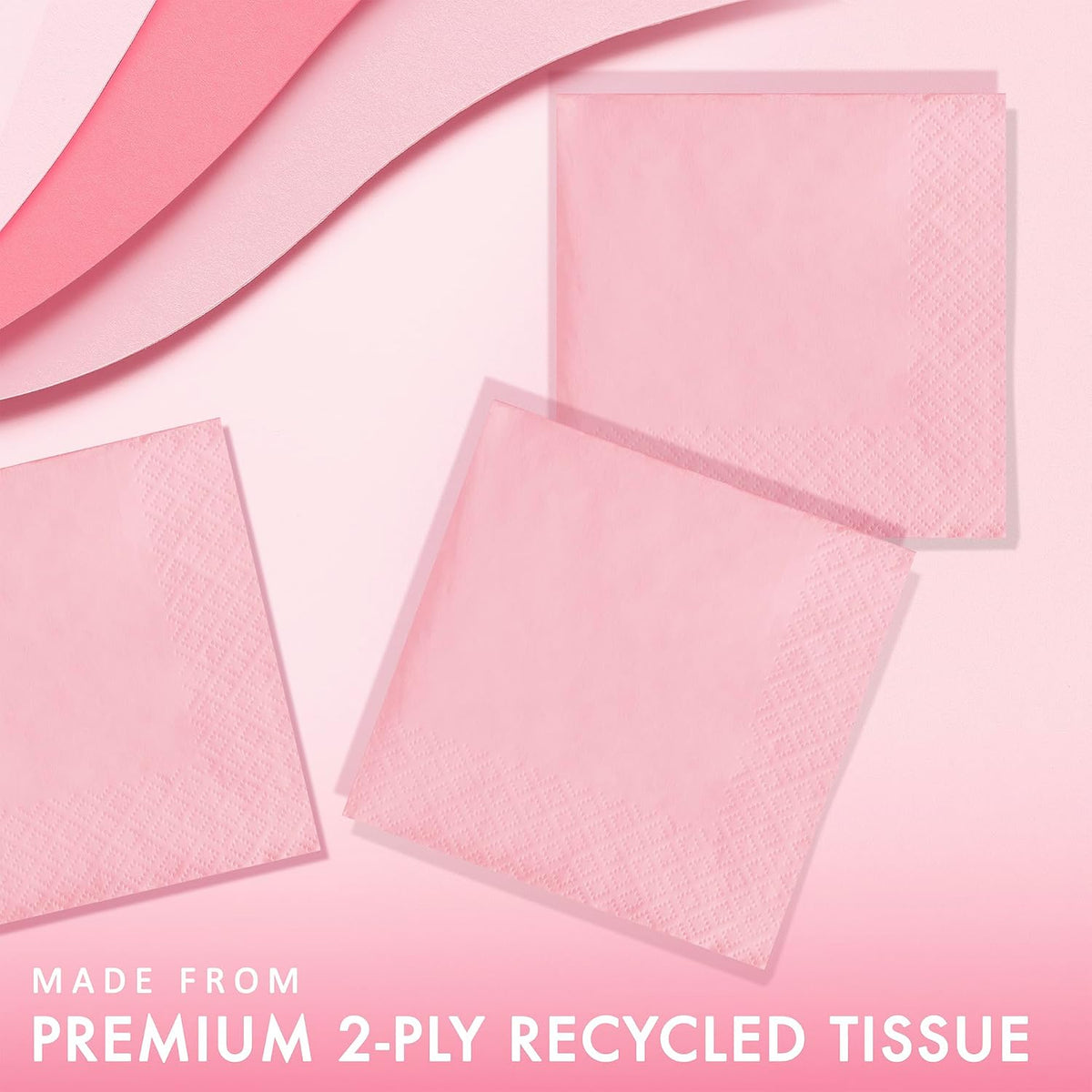 Touch of Color Party Paper Beverage Napkins, Classic Pink, 5 in, 50 ct