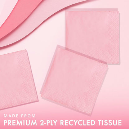 Touch of Color Party Paper Beverage Napkins, Classic Pink, 5 in, 50 ct