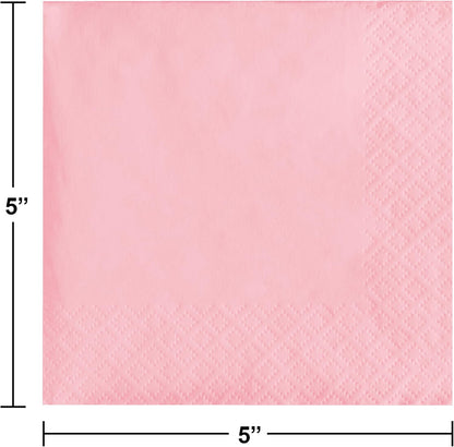 Touch of Color Party Paper Beverage Napkins, Classic Pink, 5 in, 50 ct