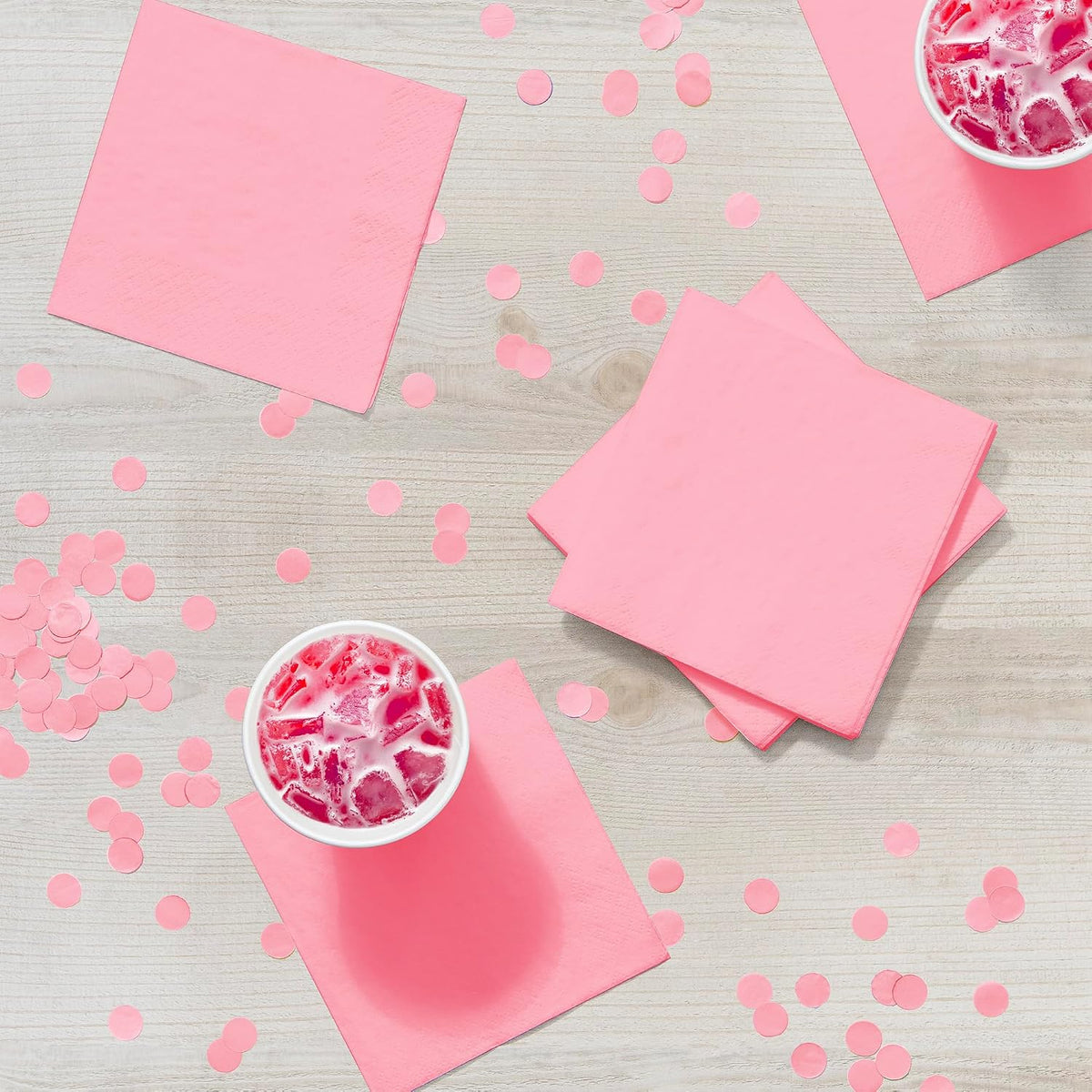 Touch of Color Party Paper Beverage Napkins, Classic Pink, 5 in, 50 ct