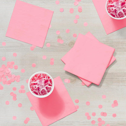 Touch of Color Party Paper Beverage Napkins, Classic Pink, 5 in, 50 ct