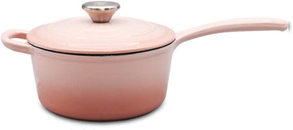 Saucepan Nonstick with Lid Forged Iron Cooking Pot for Soup, Stew, Sauce, Pasta & Reheat Food Dishwasher Safe (Color : Pink) (Pink)