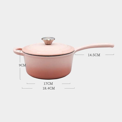 Saucepan Nonstick with Lid Forged Iron Cooking Pot for Soup, Stew, Sauce, Pasta & Reheat Food Dishwasher Safe (Color : Pink) (Pink)