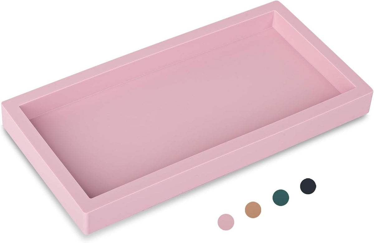 Silicone Bathroom Vanity Tray Dish Soap Holder Sink Organizer, Pink