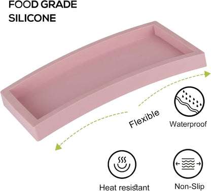Silicone Bathroom Vanity Tray Dish Soap Holder Sink Organizer, Pink
