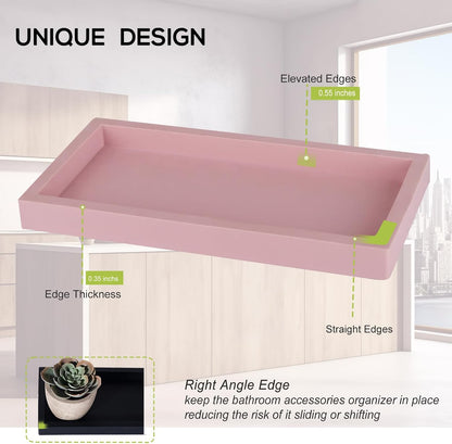 Silicone Bathroom Vanity Tray Dish Soap Holder Sink Organizer, Pink
