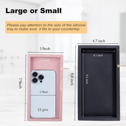 Silicone Bathroom Vanity Tray Dish Soap Holder Sink Organizer, Pink