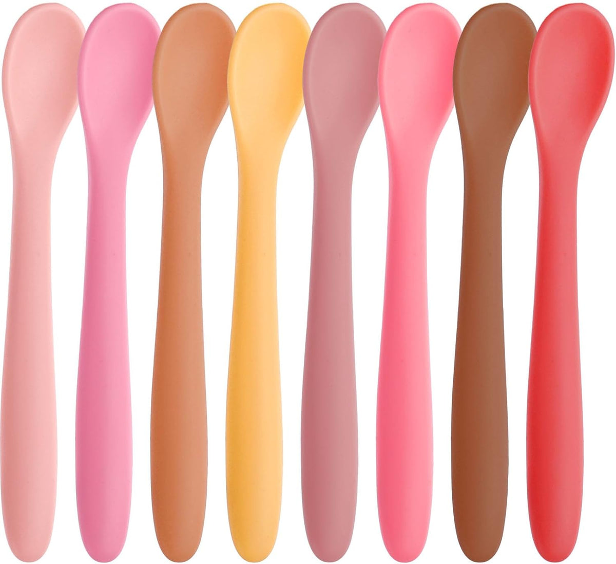 8PCS Silicone Feeding Spoons, Baby Spoons Silicone Training Spoons Baby Utensils Infant Spoons for First Stage Baby and Parents, small, Pink