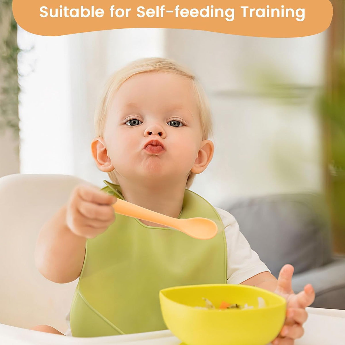 8PCS Silicone Feeding Spoons, Baby Spoons Silicone Training Spoons Baby Utensils Infant Spoons for First Stage Baby and Parents, small, Pink