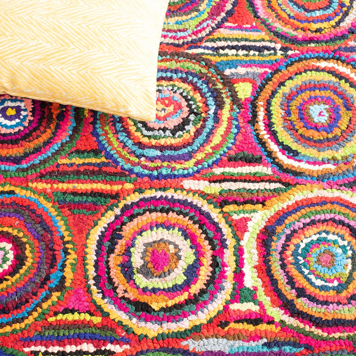 Nantucket Collection Area Rug - 10' x 14', Pink & Multi, Handmade Modern Abstract Boho Cotton, Ideal for High Traffic Areas in Living Room, Bedroom (NAN143A)