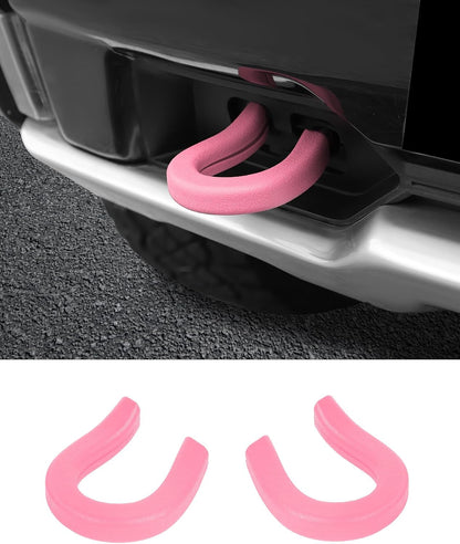 Pink Tow Hook Covers Fit for Chevy Silverado/GMC-Sierra 2014-2025 Front Bumper Tow Hooks Rubber Protector Trim Compatible with Chevrolet Silverado Accessories