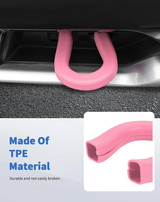 Pink Tow Hook Covers Fit for Chevy Silverado/GMC-Sierra 2014-2025 Front Bumper Tow Hooks Rubber Protector Trim Compatible with Chevrolet Silverado Accessories