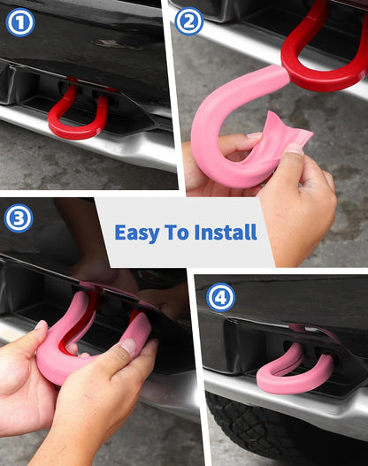 Pink Tow Hook Covers Fit for Chevy Silverado/GMC-Sierra 2014-2025 Front Bumper Tow Hooks Rubber Protector Trim Compatible with Chevrolet Silverado Accessories
