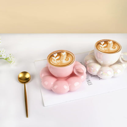 6.5oz Sunflower Saucer Mini Ceramic Mug, Pink Mother’s Day Cup