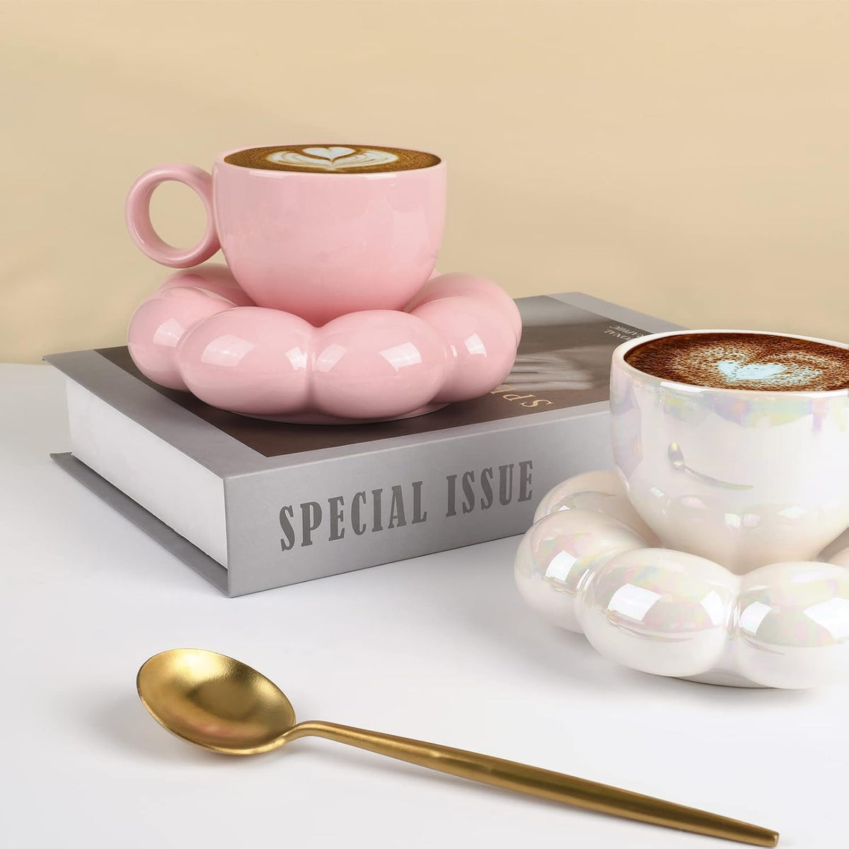 6.5oz Sunflower Saucer Mini Ceramic Mug, Pink Mother’s Day Cup