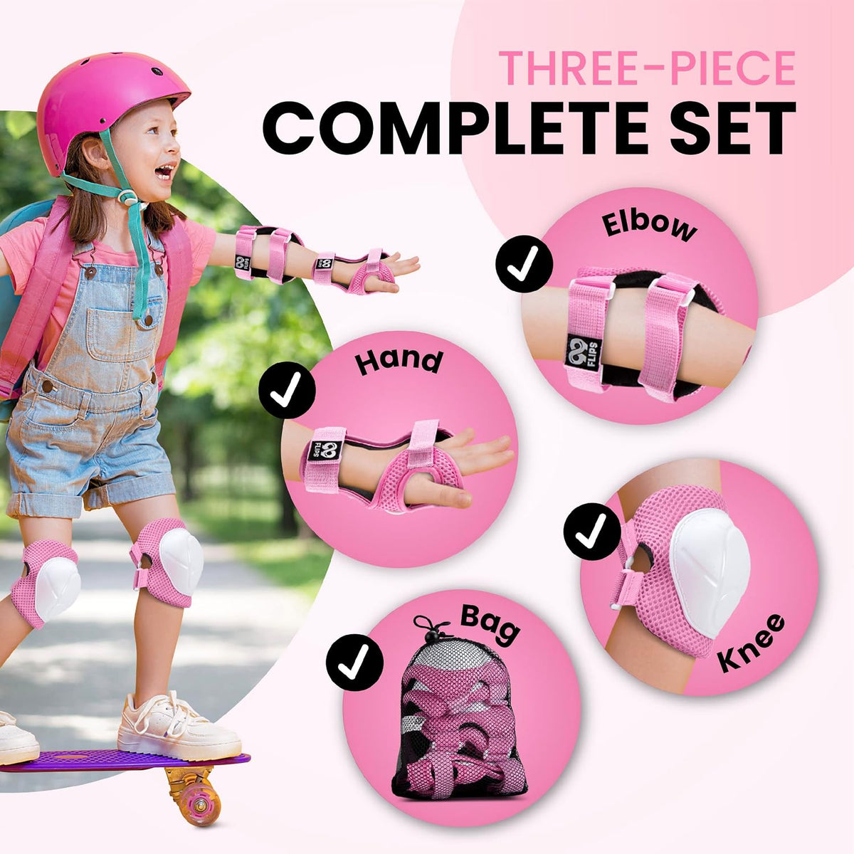6pcs Complete Set 3-12 Years- Knee Pads Elbow Pads and Wrist Guards