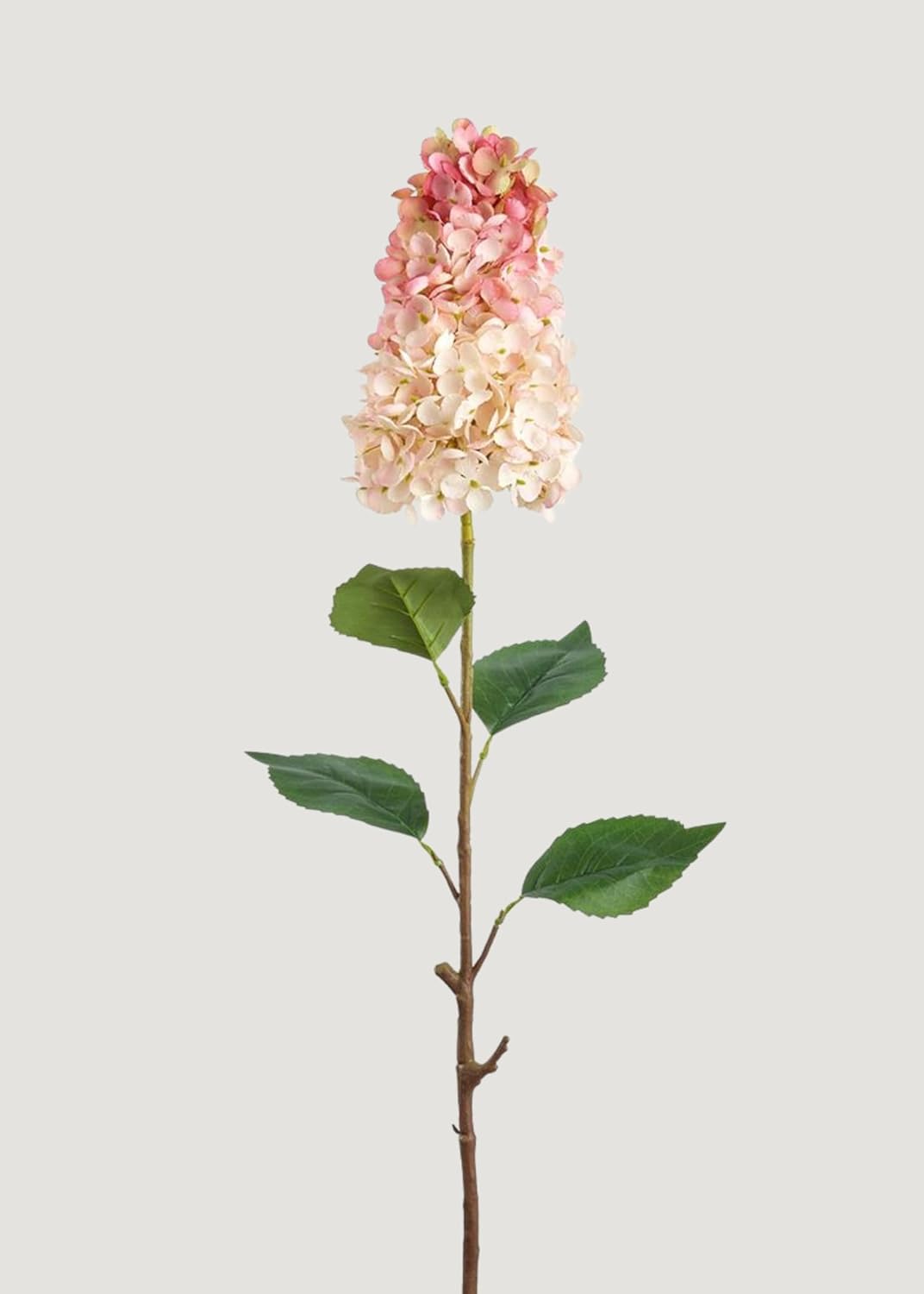 28-Inch Peach Pink Artificial Cone Hydrangea, Tall Elegant Faux Floral Stem
