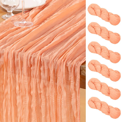 Peach Cheesecloth Table Runners 6 Pack Summer Boho Runners