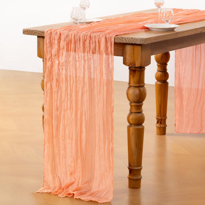 Peach Cheesecloth Table Runners 6 Pack Summer Boho Runners
