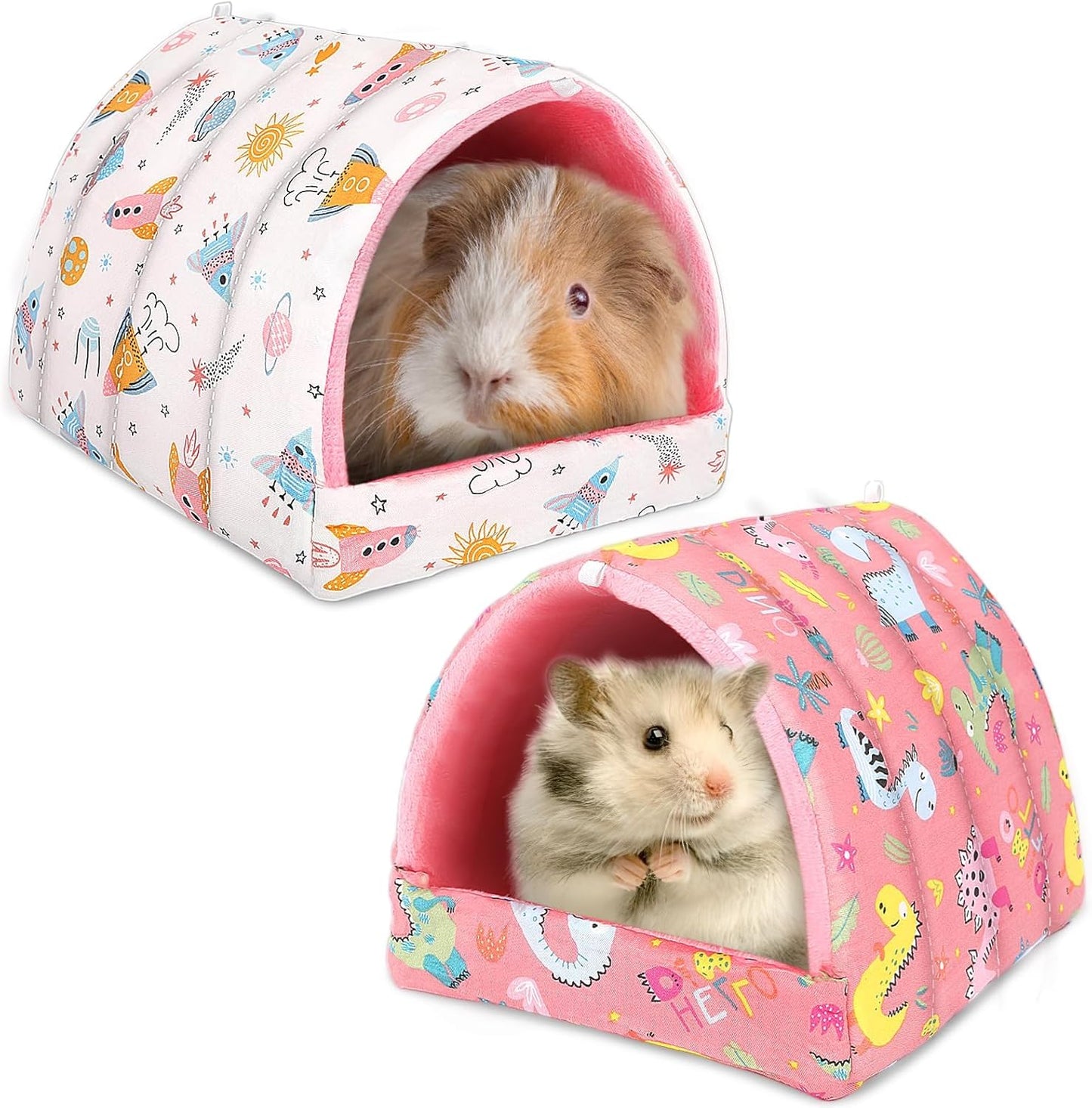 2 Pack Guinea Pig Bed, Guinea Pig Hideout Washable Small Animal House Cage Accessories for Dwarf Rabbits Chinchillas Hamsters Hedgehogs Ferrets Bearded Dragons and Rats