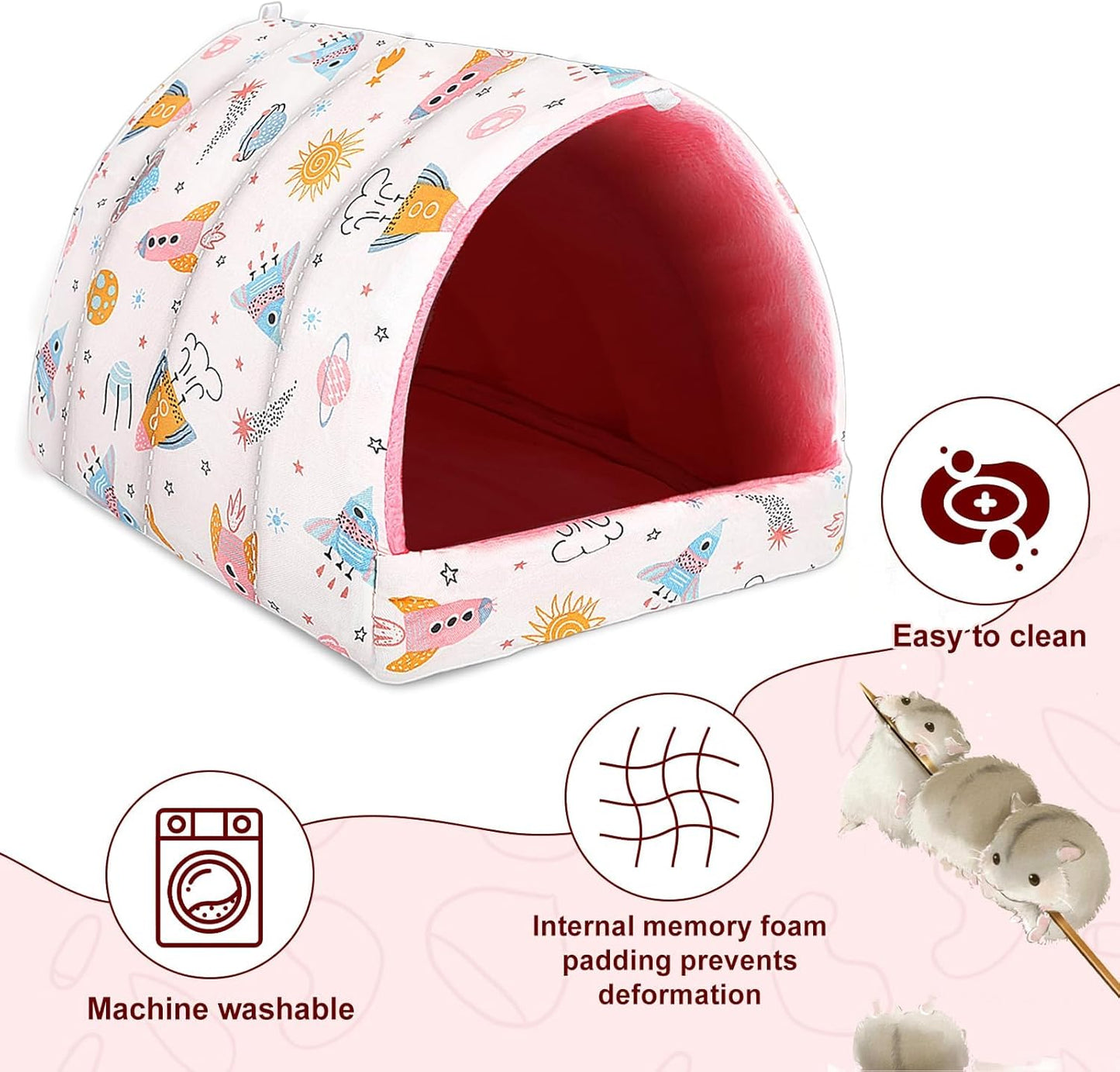 2 Pack Guinea Pig Bed, Guinea Pig Hideout Washable Small Animal House Cage Accessories for Dwarf Rabbits Chinchillas Hamsters Hedgehogs Ferrets Bearded Dragons and Rats