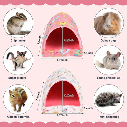 2 Pack Guinea Pig Bed, Guinea Pig Hideout Washable Small Animal House Cage Accessories for Dwarf Rabbits Chinchillas Hamsters Hedgehogs Ferrets Bearded Dragons and Rats