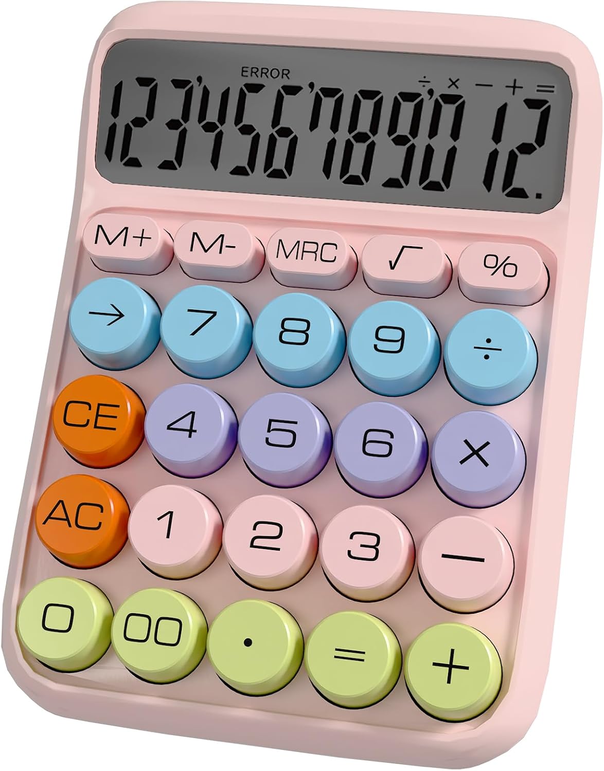 Pink Calculator – Cute Desk Calculator with Big Buttons, 12-Digit, for School, Office & Pink Desk Accessories
