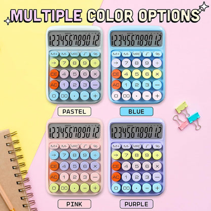 Pink Calculator – Cute Desk Calculator with Big Buttons, 12-Digit, for School, Office & Pink Desk Accessories