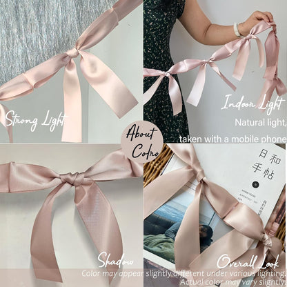 Dusty Pink Bow Garland, Pre-Assembled 6 ft – Single Accent Decoration for Bridal Shower, Baby Shower & Birthday Parties | Soft Matte Satin Bows (Dusk Rose)