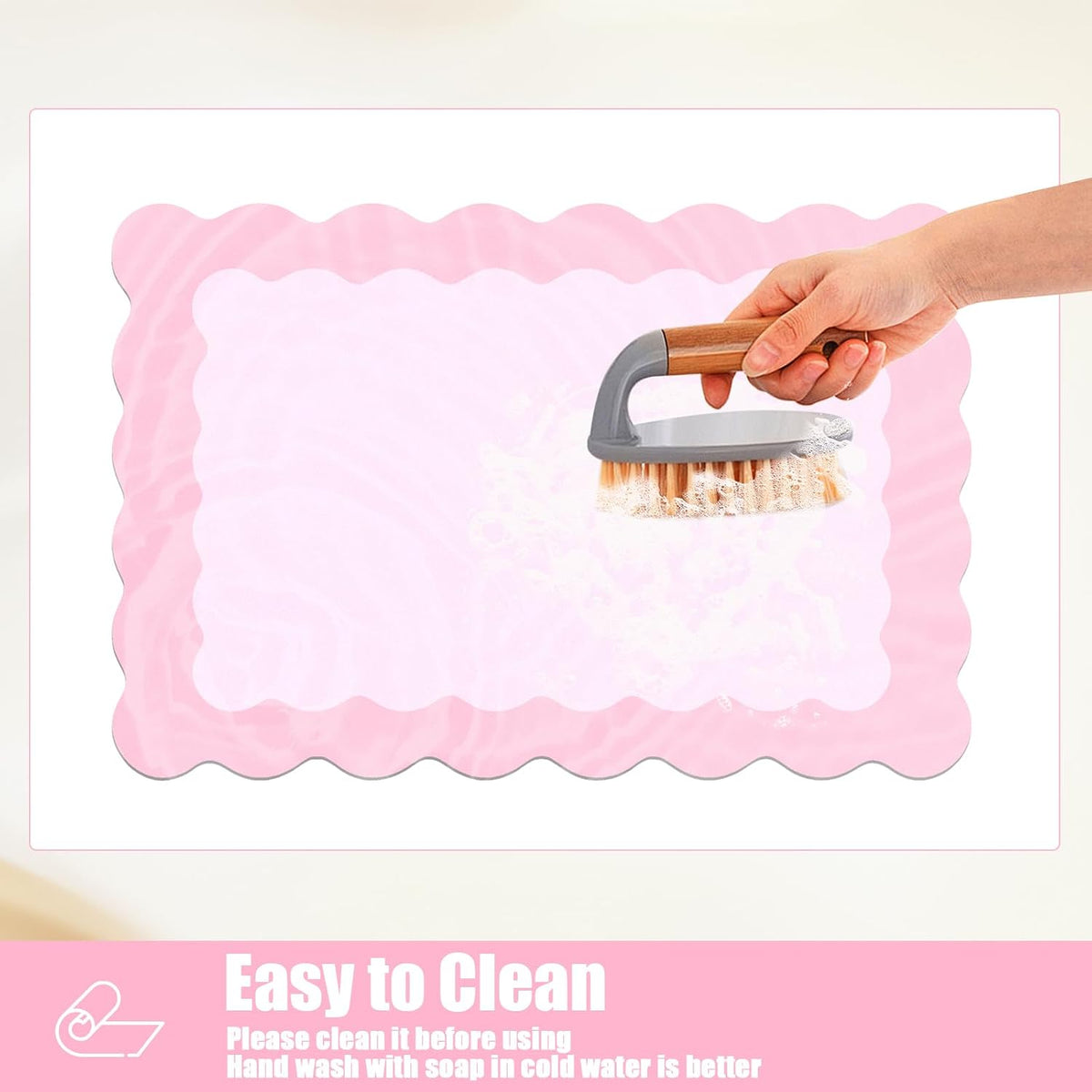 Pink Scalloped Coffee Mat for Countertop Coffee Bar Mat Matt