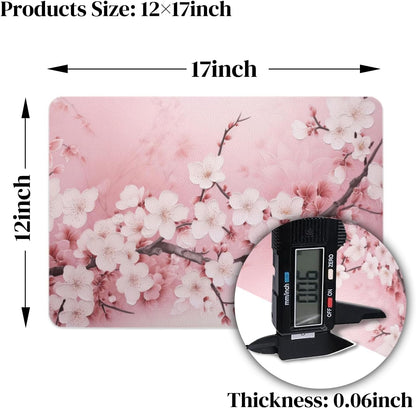 Faux Leather Placemats Set of 4,Pink Cherry Flowers Blossoms PU Placemat for Ding Table Easy to Clean Wipeable Waterproof Non-Slip Table Place Mats for Kitchen or Outdoor,12 * 17 Inch