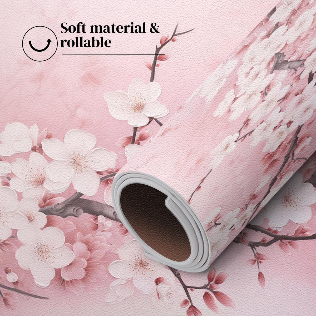 Faux Leather Placemats Set of 4,Pink Cherry Flowers Blossoms PU Placemat for Ding Table Easy to Clean Wipeable Waterproof Non-Slip Table Place Mats for Kitchen or Outdoor,12 * 17 Inch
