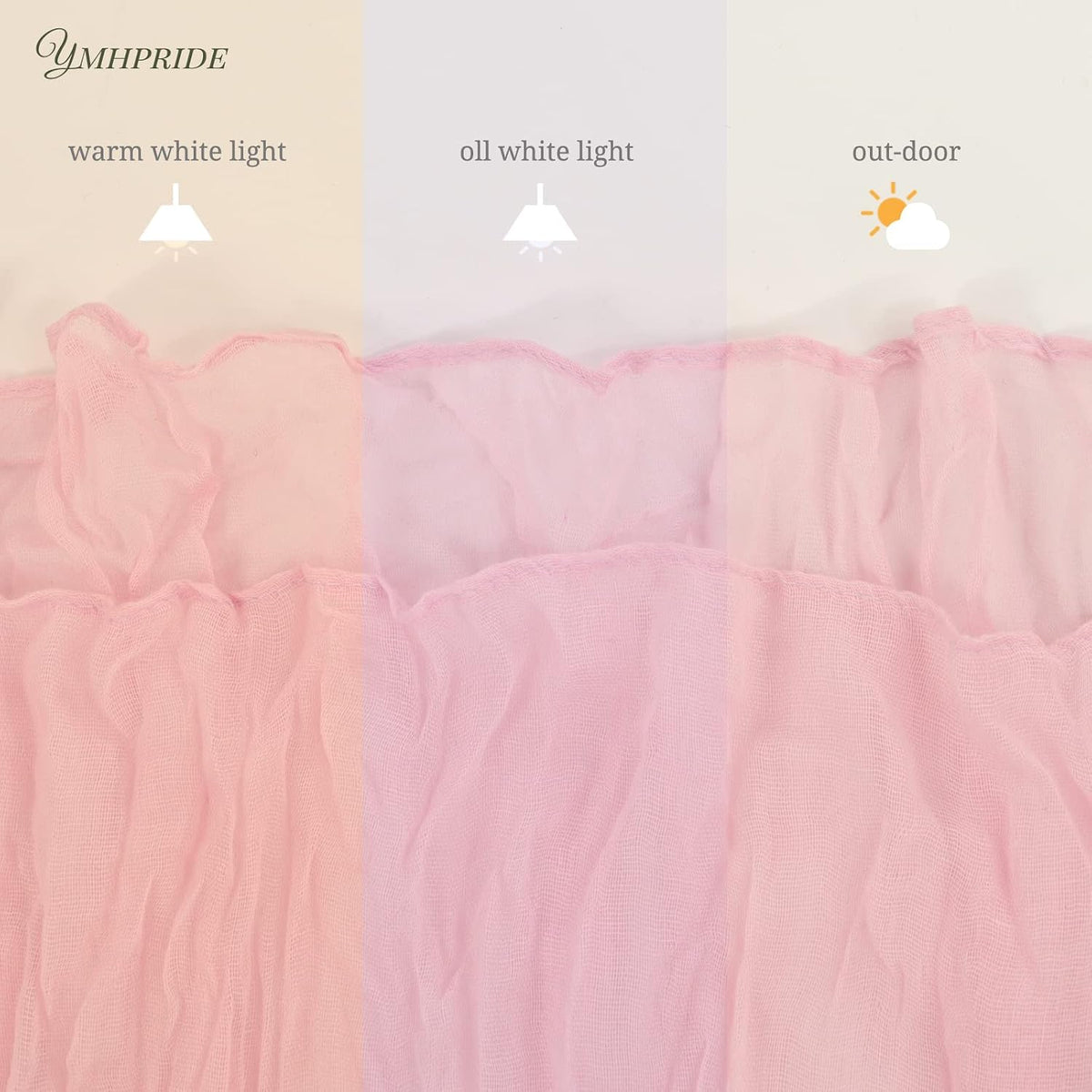 12 Pack Cheesecloth Table Runner 35 x 120 inch Long Boho Cheese Cloth Gauze Table Runners Semi Sheer Table Runner for Wedding Decor, Bridal Shower, Birthday Party (Light Pink)