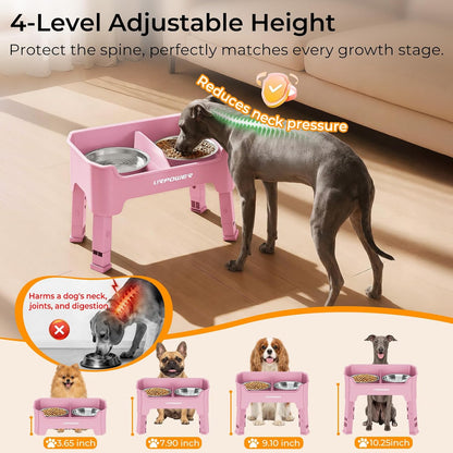 Mess Proof Elevated Dog Bowls, Splash Guard Raised Bowl Stand