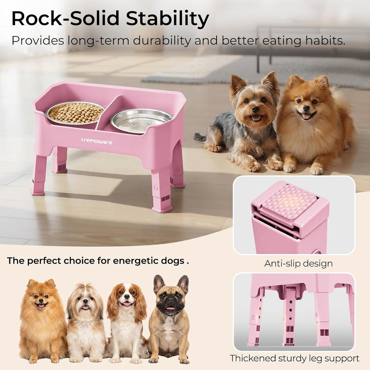 Mess Proof Elevated Dog Bowls, Splash Guard Raised Bowl Stand