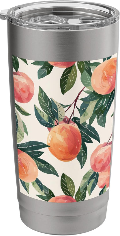 Vintage Fruit Pattern Art Peach Stainless Steel Insulated Tumbler