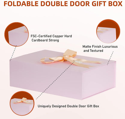 7x7x3 Inch Pink Gift Boxes with Lids, Small Pink Gift Box with Ribbon Card Fancy Gift Wrap Boxes for Anniversary, Bridal Showers, Weddings, Girlfriend, Bridesmaids Gifts, Mother's day