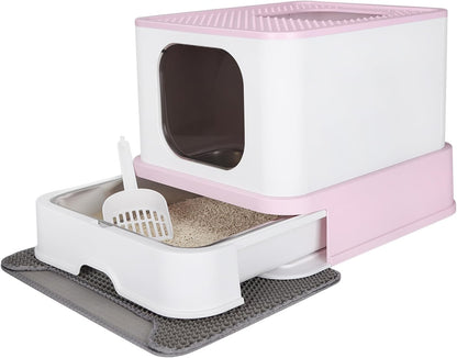 Stainless Steel Cat Litter: Covered, High Sides, Easy Clean