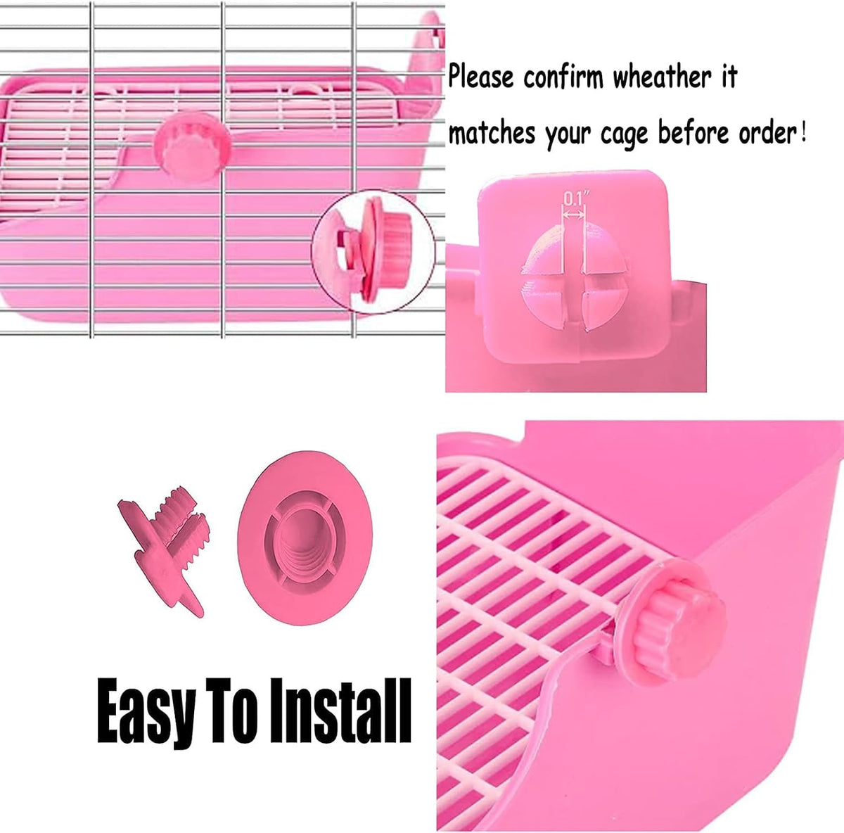 Rabbit Litter Box for Cage Bunny Corner Bedding Box Small Animal Litter Pan Hanging Pet Bowls Cage Potty Trainer Pet Toilet for Rabbit Bunny Guinea Pigs (Pink)