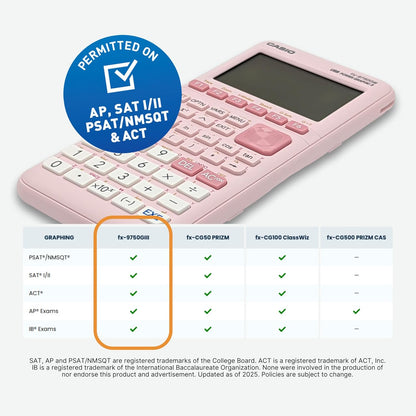 fx-9750GIII Graphing Calculator, Python Programming, Pink