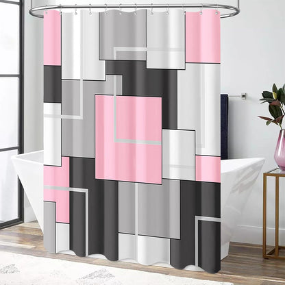 BTTN Pink Modern Geometric Waterproof Fabric Set, 72 x 72