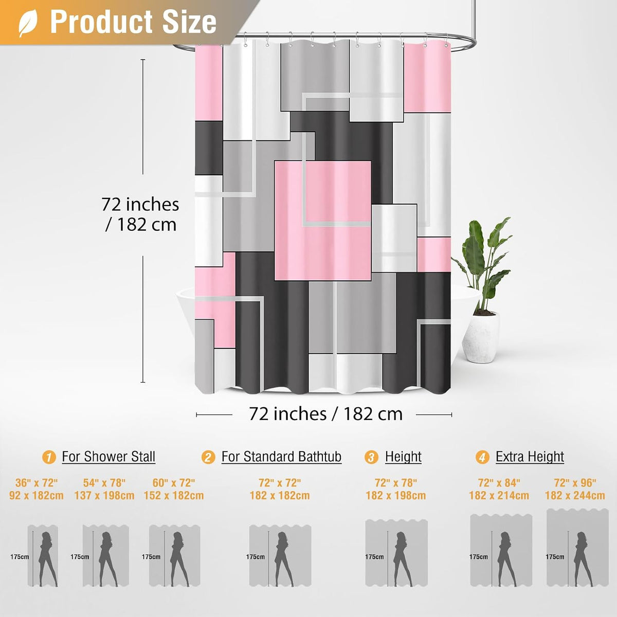 BTTN Pink Modern Geometric Waterproof Fabric Set, 72 x 72