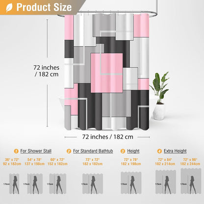 BTTN Pink Modern Geometric Waterproof Fabric Set, 72 x 72