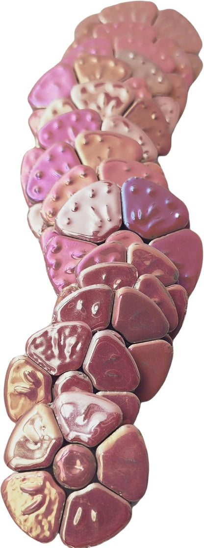 1.1 LB Random Iridescent Flower Ceramic Mosaic Tiles for DIY Crafts,3 Size Flowers Mosaic Pieces for Artwork,Photo Frames,Cups,Flower Pots,Fish Tank,Vases,Make Stepping Stones (Pink)